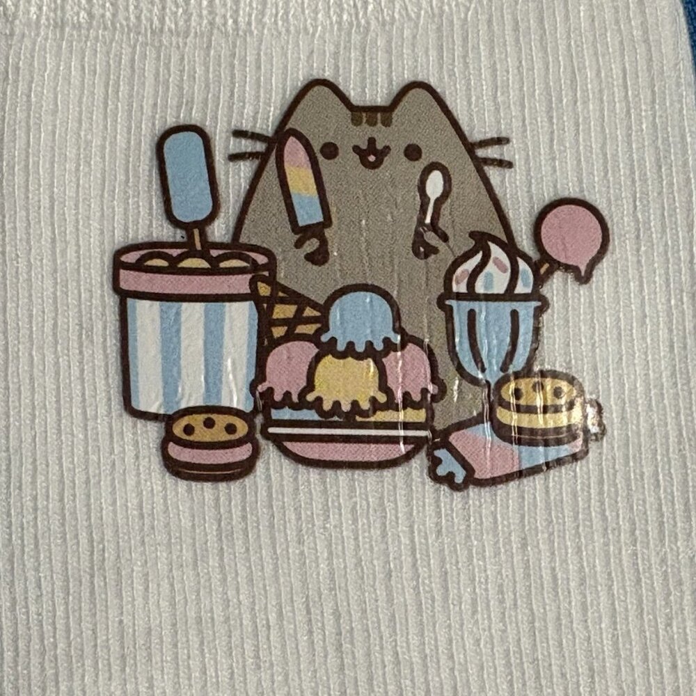 Kitty Cat Anime Girl's Women's Teen's Crew Socks Ice Cream Party